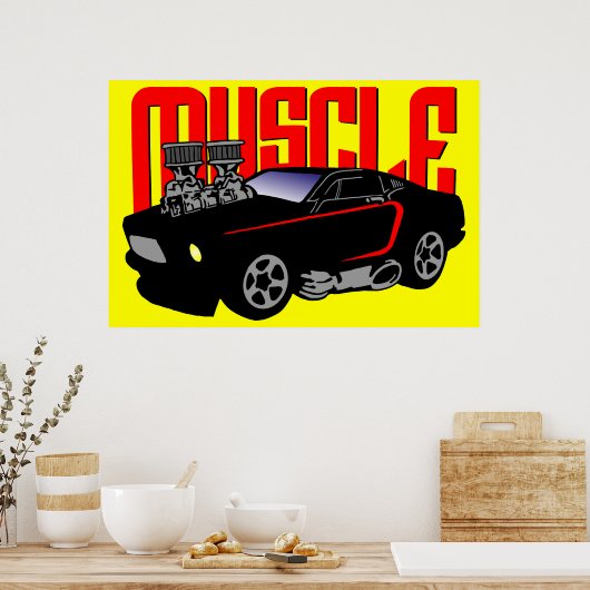 341 Cartoon Muskelwagen Poster (Küche)
