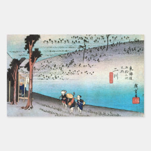 34. 二 宿, 広 Futagawa-juku, Hiroshige, Ukiyo-e Rechteckiger Aufkleber