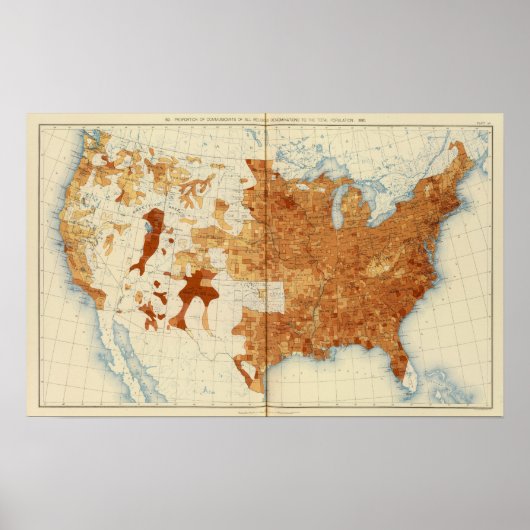 34 Anteil religiöser Bezeichnungen 1890 Poster (Vorne)