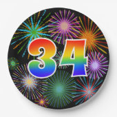 34. Event - Spaß, farbenfroh, kühl, Regenbogen 34 Pappteller (Vorderseite)