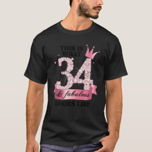 34 & Fabulous I Pink White Party Gruppe Candid Fot T-Shirt