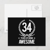 34. Geburtstag (34 Jahre Phantastisch) Postkarte (Vorne/Hinten)
