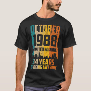 34. Geburtstag 34 Jahre Phantastisch seit Oktober T-Shirt