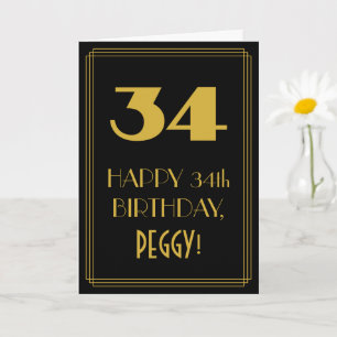 34. Geburtstag - Art Deco Inspiriert Look "34" & N Karte
