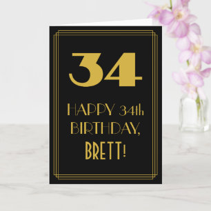 34. Geburtstag ~ Art Deco inspiriertes Aussehen "3 Karte