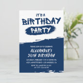 34. Geburtstag Einladungen Men Graffiti Navy Blue (Stehend Vorderseite)