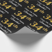 34. Geburtstag: Elegante Luxuriöse Imitate Gold Lo Geschenkpapier (Ecke)