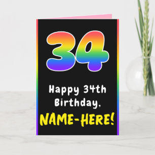 34. Geburtstag: Farbiger Regenbogen # 34, Individu Karte