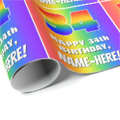 34. Geburtstag: Farbiges, lustiges Regenbogenmuste Geschenkpapier (Rolleneckpunkt)