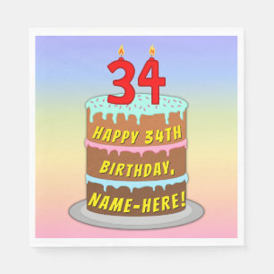 34. Geburtstag: Fun Cake and Candles + Individuell Serviette