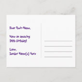 34. Geburtstag - Fun Fireworks Pattern + Regenboge Postkarte (Rückseite)