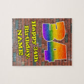 34. Geburtstag: Fun Graffiti-Inspiriert Regenbogen Puzzle (Horizontal)