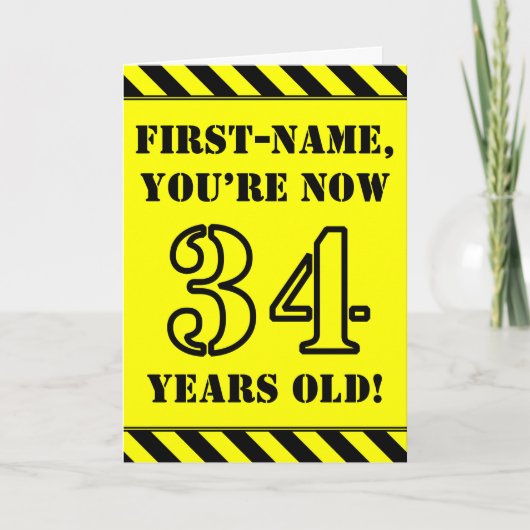 34. Geburtstag: Fun Stencil Style Text, Individuel Karte (Vorderseite)