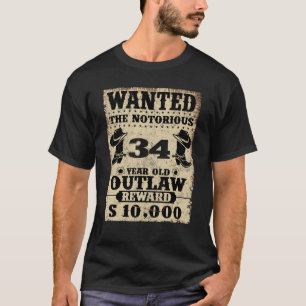 34. Geburtstag Gewollt 34 Jahre alter Gesetzloser T-Shirt