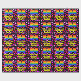 34. Geburtstag: Loving Hearts Pattern, Regenbogen  Geschenkpapier