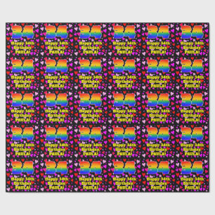 34. Geburtstag: Loving Hearts Pattern, Regenbogen  Geschenkpapier
