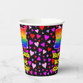 34. Geburtstag: Loving Hearts Pattern, Regenbogen Pappbecher (Links)