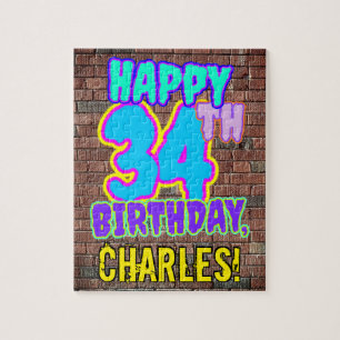 34. Geburtstag ~ Lustiger, urbaner Graffiti-inspir Puzzle