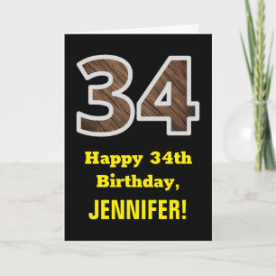 34. Geburtstag: Name, Unechtes Holz Karte
