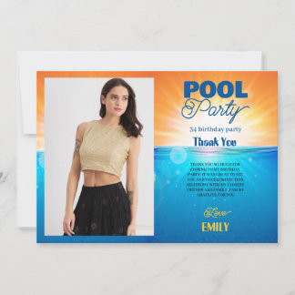 34. Geburtstag Pool Party Dankeschön Karte