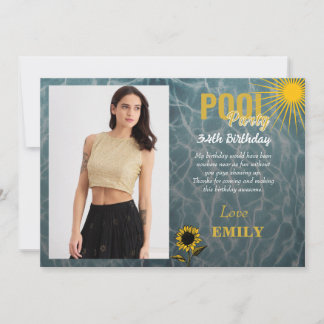 34. Geburtstag Pool Party Dankeschön Karte