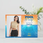 34. Geburtstag Pool Party Dankeschön Karte (Stehend Vorderseite)