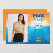 34. Geburtstag Pool Party Dankeschön Karte (Vorne/Hinten)