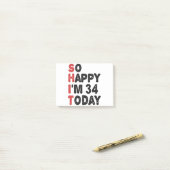 34. Geburtstag So glücklich bin ich heute 34 Gesch Post-it Klebezettel (Auf Schreibtisch)