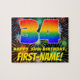 34. Geburtstag: Spaß, bunte feierliche Feuerwerke Puzzle