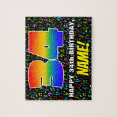 34. Geburtstag — Spaß, farbenfrohe Musiksymbole & Puzzle (Vertikal)