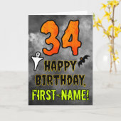 34. Geburtstag: unheimliches Halloween Thema + Ind Karte (Gelbe Blume)