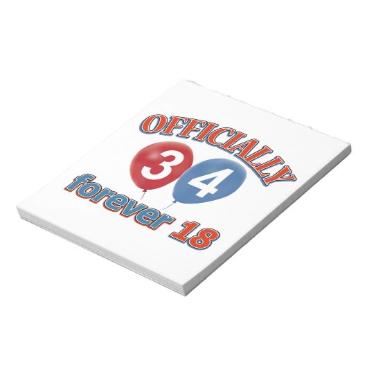 34. Geburtstagsdesigns Notizblock (Rotiert)