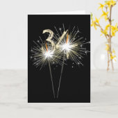 34. Geburtstagsparkler auf Black Karte (Gelbe Blume)