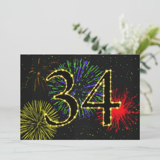 34. Geburtstagsparty Einladung (Stehend Vorderseite)