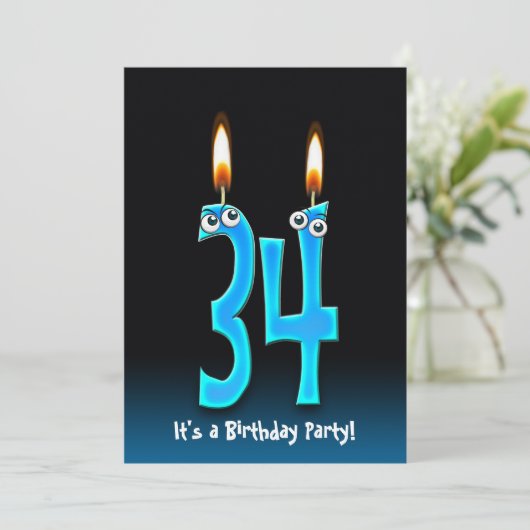 34. Geburtstagsparty Einladung (Stehend Vorderseite)