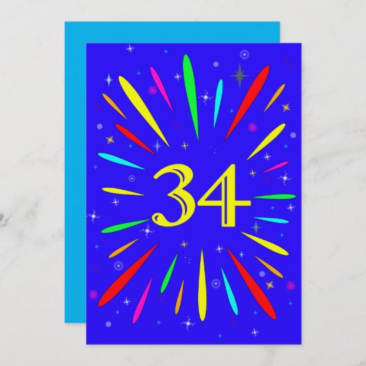 34. Geburtstagsparty Einladung Explosion (Vorne/Hinten)