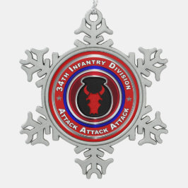 34. Infanterieabteilung Keepake Schneeflocken Zinn-Ornament