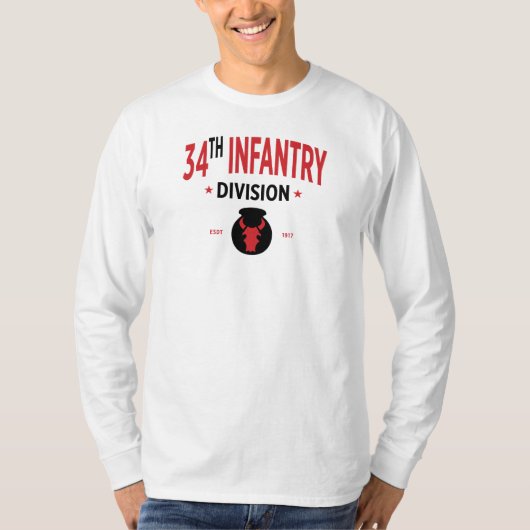 34. Infanterieabteilung - Lange Militärzeit der US T-Shirt (Vorderseite)