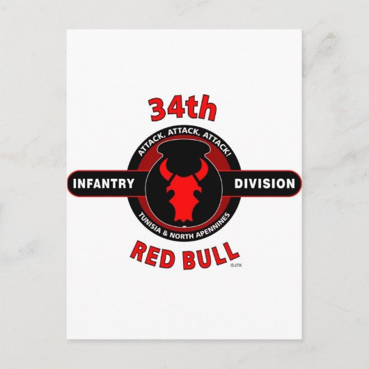 34. INFANTRIEDIVISION" RED BULL" POSTKARTE (Vorderseite)