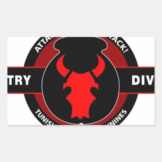 34. INFANTRIEDIVISION" RED BULL" RECHTECKIGER AUFKLEBER (Vorderseite)