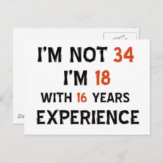 34 Jahre alte Designs Postkarte (Vorne/Hinten)