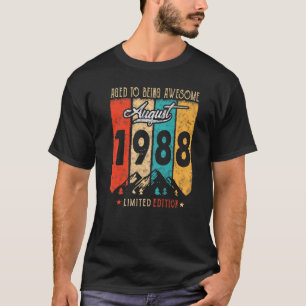 34 Jahre alter Retro Vintager August 1988 34. Gebu T-Shirt