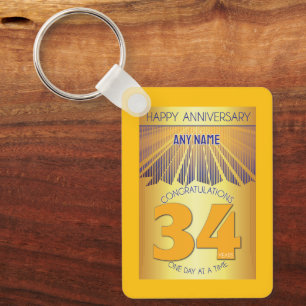 34 Jahre Nüchternheitsjubiläum Golden Ray 12-Sch Schlüsselanhänger