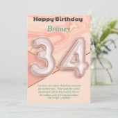 34-jährige Mädchen Happy Birthday Card (Stehend Vorderseite)