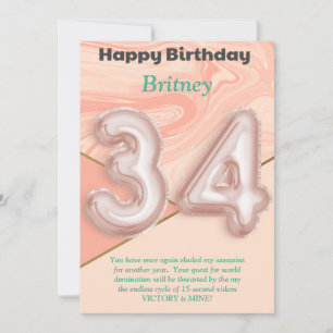 34-jährige Mädchen Happy Birthday Card