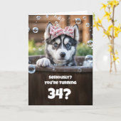 34. Lustiger Alles Gute zum Geburtstag Husky Schau Karte (Gelbe Blume)