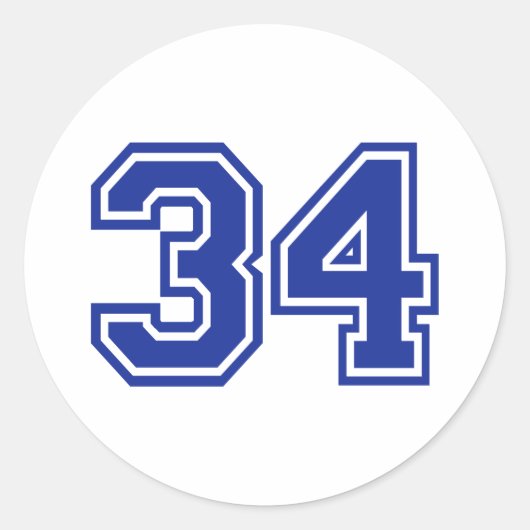 34 - Nummer Runder Aufkleber (Vorderseite)