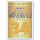 34 Year | Golden Ray 12 Step CUSTOM NAME Aufkleber (Vorderseite)