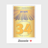 34 Year | Golden Ray 12 Step CUSTOM NAME Aufkleber (Blatt)