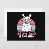 34 Year Old Bday Llamazing 34th Birthday Llama Postkarte (Vorne/Hinten)